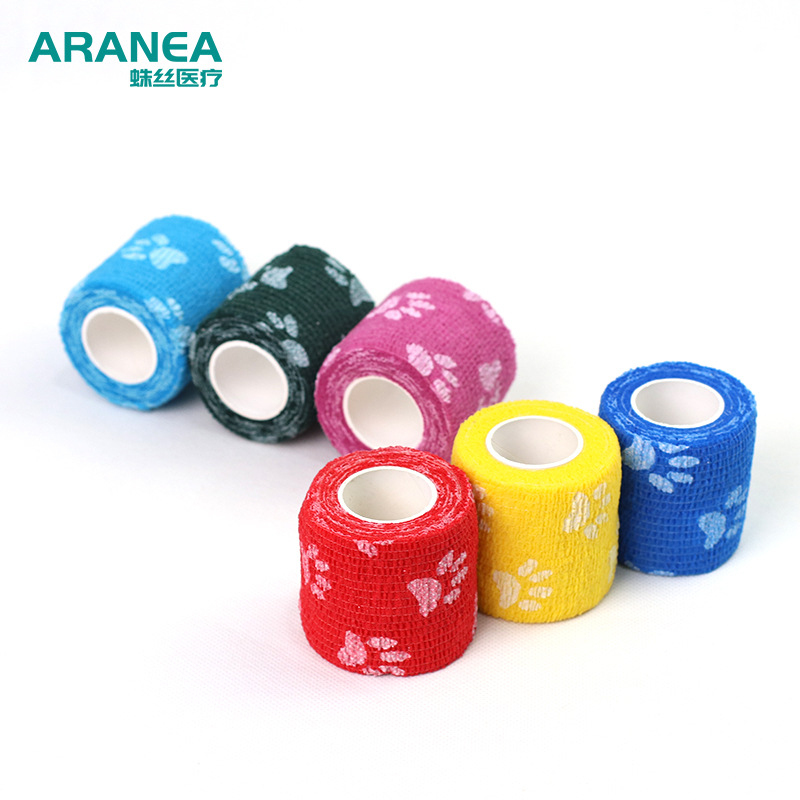 Printed paw print non-woven self-adhesive bandage pet anti-dirty artifact animal protection dressing bandage for