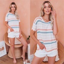 super summer striped printed elegant casual short sleeve fashion T-shirt 20450
