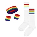 rainbow wristband hair band socks set combination sports basketball headband wristband football socks four pieces