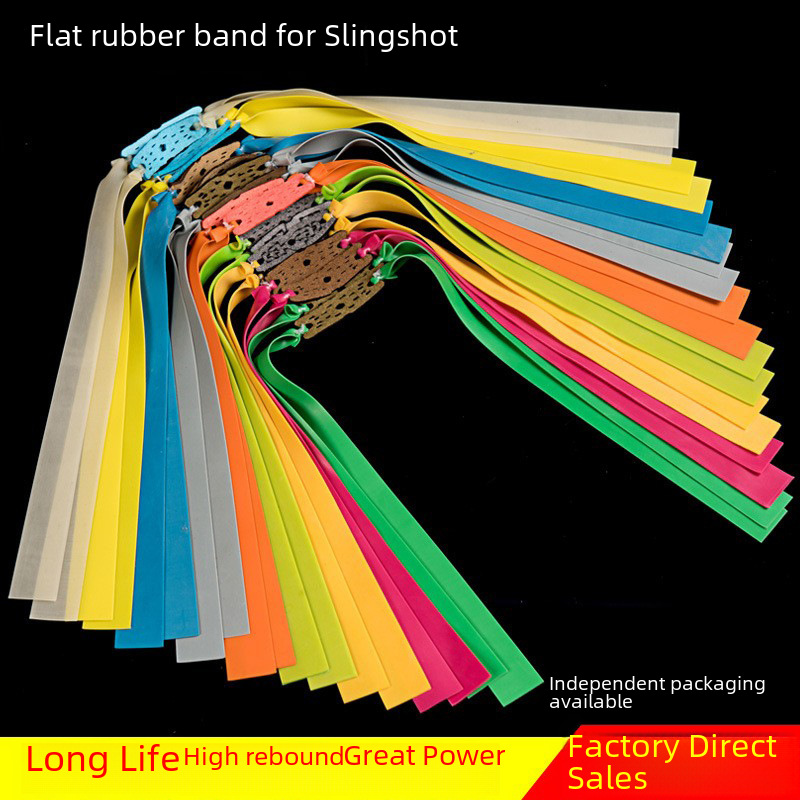 Slingshot flat rubber band anti-freezing fast pressure rubber band 0.6 0.75 1.0 2.0 thick and wide flat rubber band Slingshot pot bottom pocket