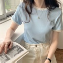 Casual Base Shirt Top Women's Slim-fit Short-sleeved T-shirt Women's Summer Korean Style Student Crewneck Women's Fashion