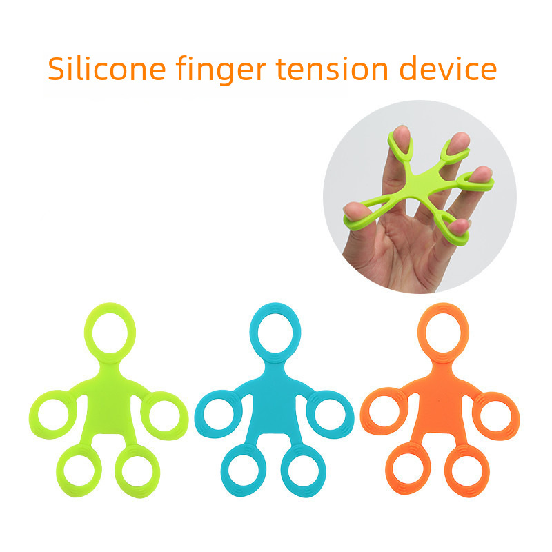 Silicone finger tension device finger strength training with humanoid finger fitness tension device five finger tension ring