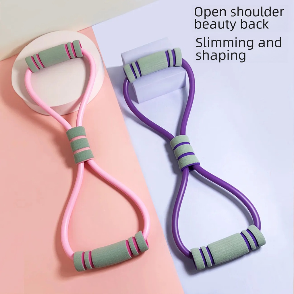 Anti-crack Handle 8-character Tensile Device Beauty Back Training Equipment Elastiness Belt Chest Expansion Yoga Women's Open Shoulder Fitness Eight-character Rope