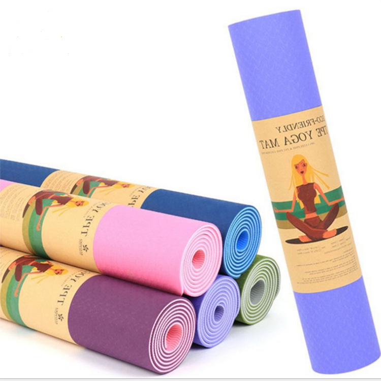 Spot manufacturers tpe two-color yoga mat 183*61*0.6 sports fitness mat portable dance exercise mat