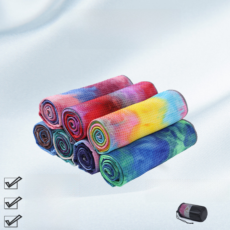 Factory generation direct supply fitness towel non-slip sports towel tie-dyed yoga sweat towel printed yoga towel