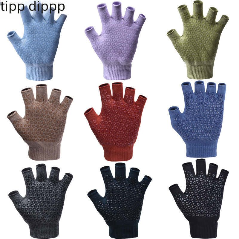 [ ] Women's Open Finger Warm Five-finger Air Yoga Gloves Non-slip Yoga Gloves