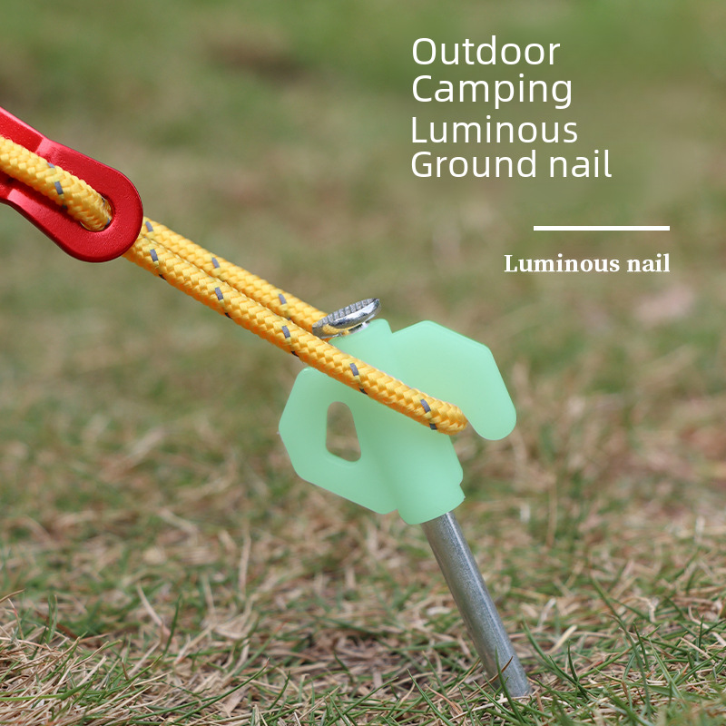 Outdoor tent canopy ground nail camping camping luminous nail 20cm reinforced tent windproof nail fluorescent fixed steel nail