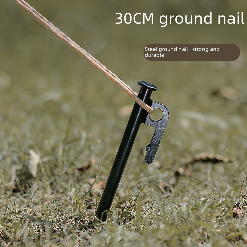 Outdoor Bold Tent Ground Nails Black Steel Nails Camping Canopy Accessories Beach Camp Nails Canopy Ground Nails 30cm