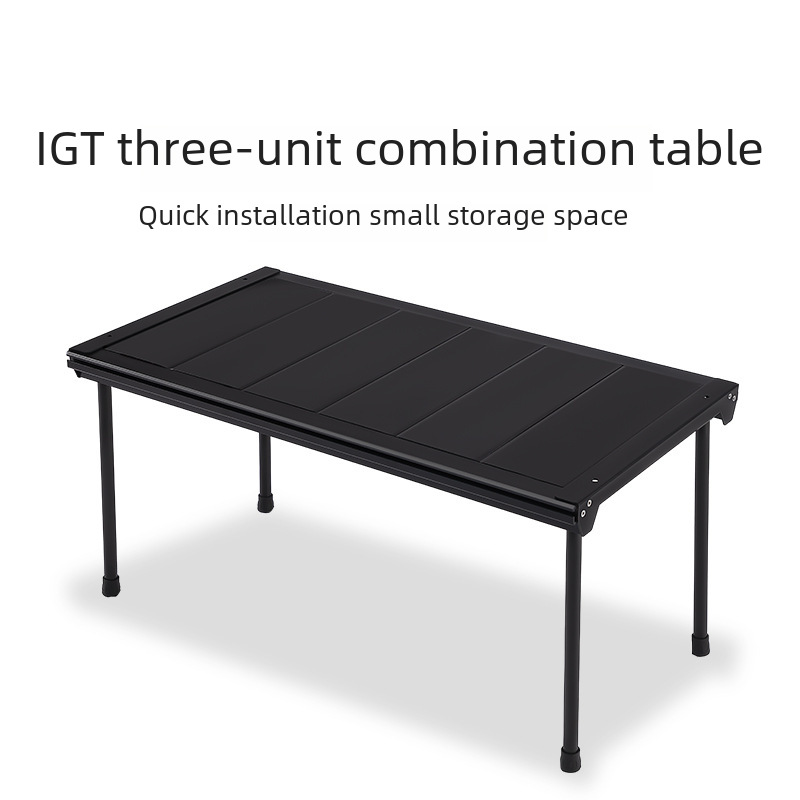 IGT自由组合桌户外折叠桌洞洞桌 带挂钩不锈钢收纳盒野营烧烤桌子
