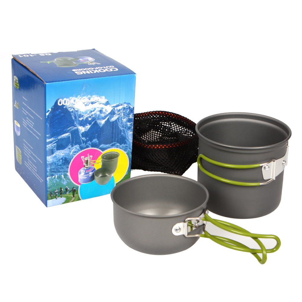Outdoor Set Pot 1-2 Person Portable Camping Cookware DS-101 Set Pot Simple and Fast 2-piece Set Pot