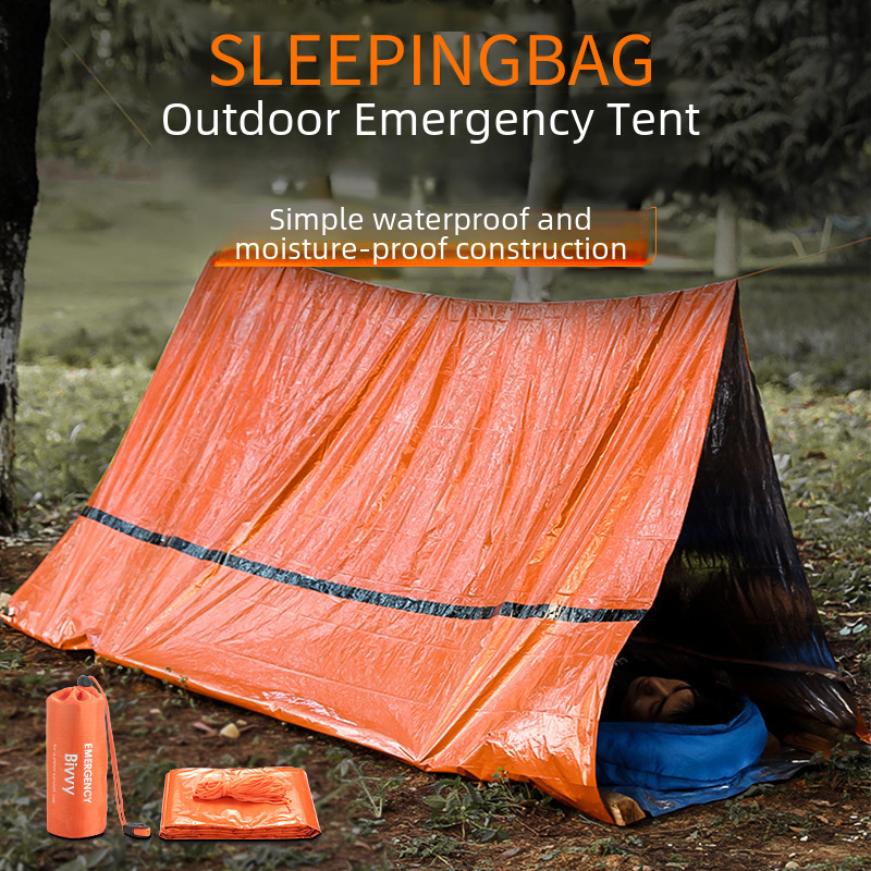 Single-layer aluminum film triangle tent portable outdoor disaster relief tent camping temporary simple sleeping bag warm first aid blanket