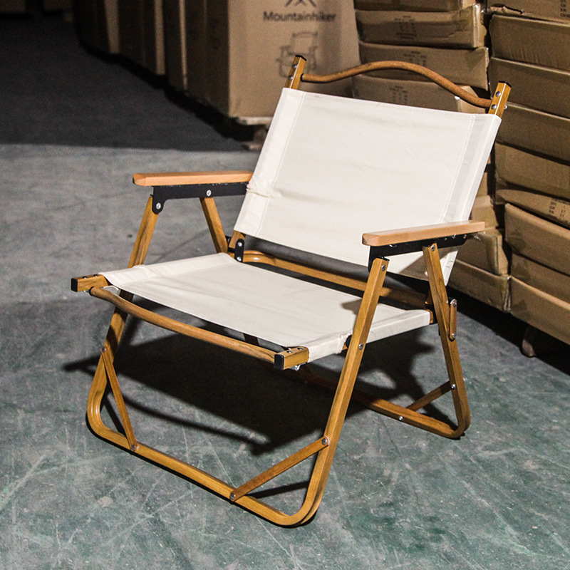 Outdoor Aluminum Alloy Wood Grain Kermit Chair Outdoor Folding Chair Camping Portable Folding Chair