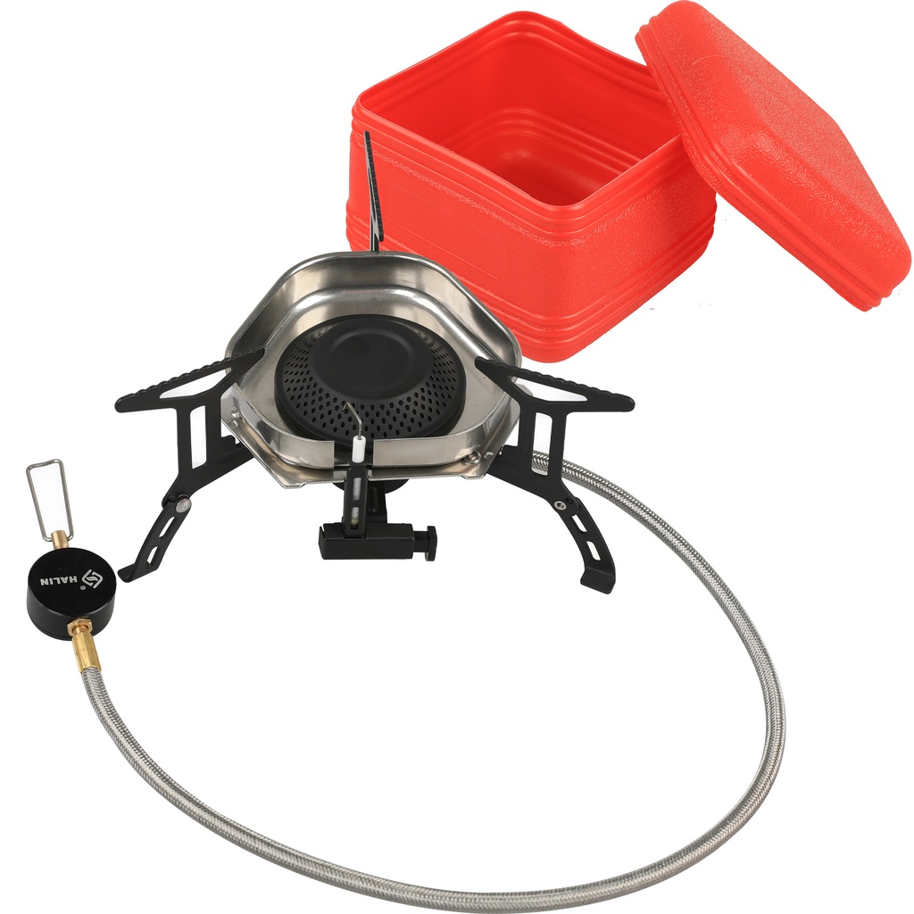 Outdoor Windproof Blackening Single-head Stove Stainless Steel Stove Stove Split Camping Gas Stove Portable Picnic Flat Gas Stove