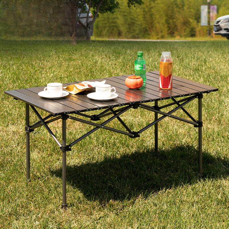 Outdoor Folding Table Metal Egg Roll Table Portable Camping Picnic Table Stall Table Camping BBQ Self-driving Tour