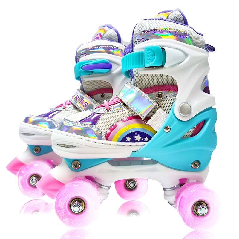 Four-wheel skates for children beginners anti-fall double-row roller skating for boys and girls roller skating for children baby skating for boys and girls