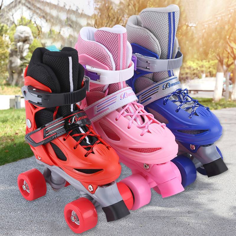伴威溜冰鞋儿童双排轮四轮单鞋旱冰轮滑鞋男女溜冰鞋3-5-6-8-10岁