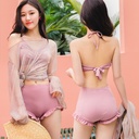 Split Swimsuit Women's Super Fairy Small Chest ins Three-Piece Set Hot Spring Conservative Belly-Covering Slimming Long-Sleeved Blouse Swimsuit