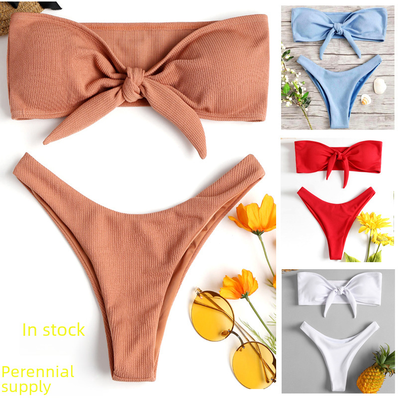 sexy tube top bow women's split bikini bikini spot