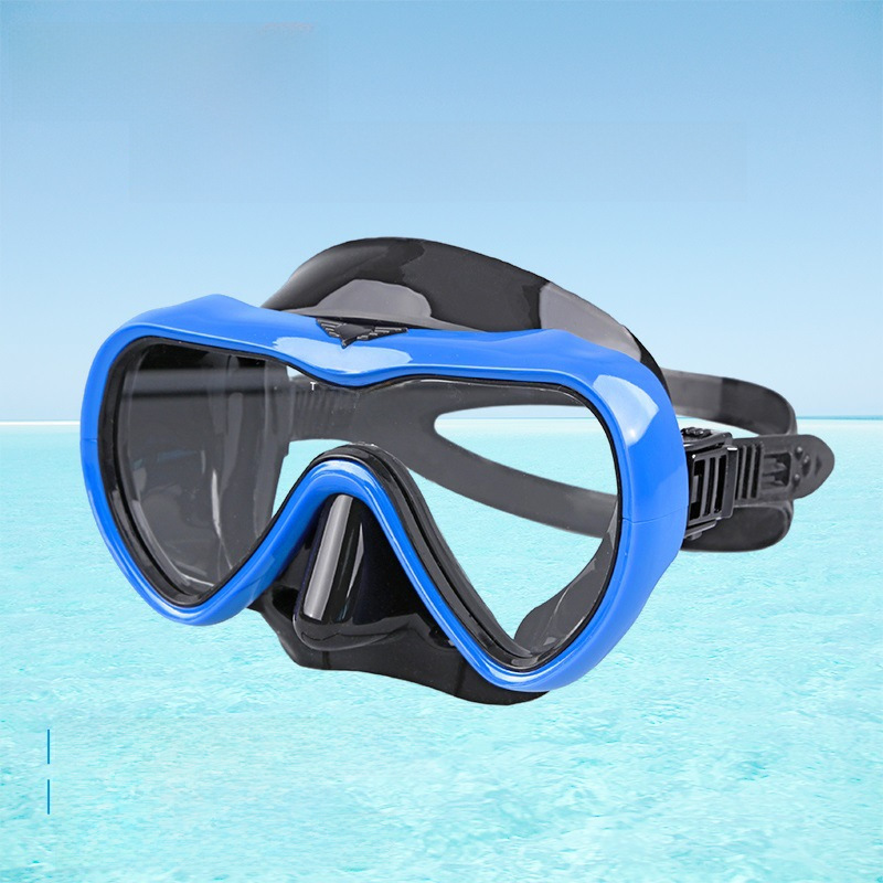 厂家成人单镜片防雾膜钢化玻璃液态硅胶浮潜面罩潜水镜深潜面镜