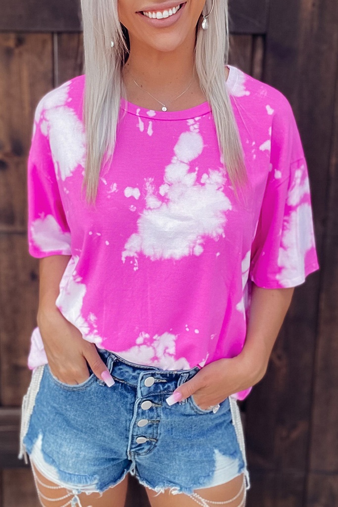 Tie-Dye Printed Short-Sleeved Top Summer Women Loose Large Size T-Shirt