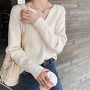 Bottoming Shirt Women's Autumn Korean-style Women's Loose Lazy Style V-neck Sweater Long-sleeved Sweater Top