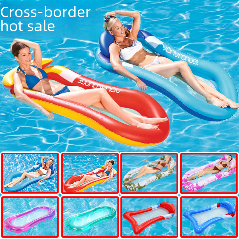 spot PVC inflatable hammock swimming clip net floating row water toy with awning inflatable floating row