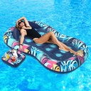 Inflatable Floating Row Water Inflatable Hole Floating Row Adult Swimming Pool Recliner Water Cup Holder Backrest Floating Bed