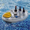 外贸热销 PVC充气水上冰吧多孔啤酒饮料杯垫托盘水果红酒泳池餐盘