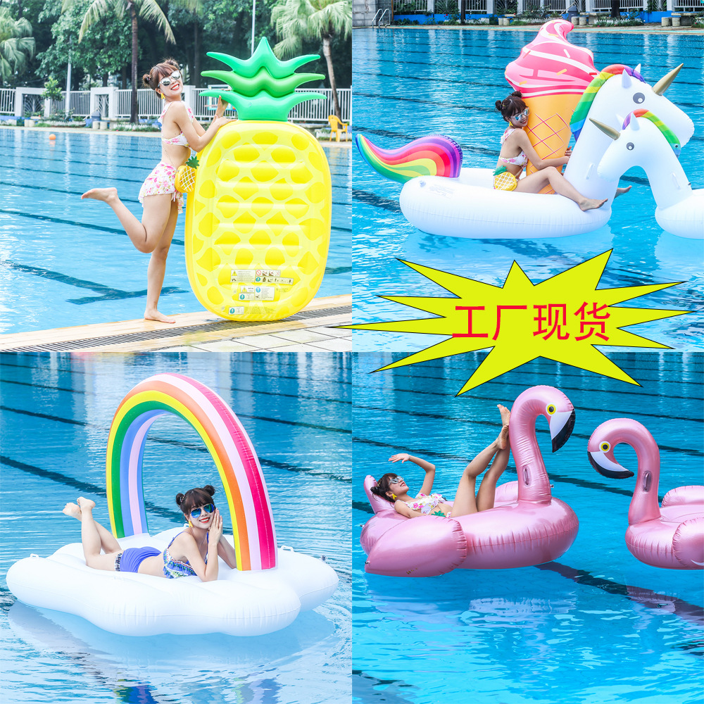 Net red hot selling spot inflatable water Mount inflatable unicorn Flamingo rainbow clouds floating row