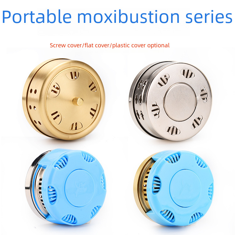 Moxibustion Box Moxibustion Warm Moxibustion Apparatus Pure Copper Flat Copper Vertical Needle Screw Steel Box Hollow Non-Smoked Moxibustion Pot Furnace Hot Compress