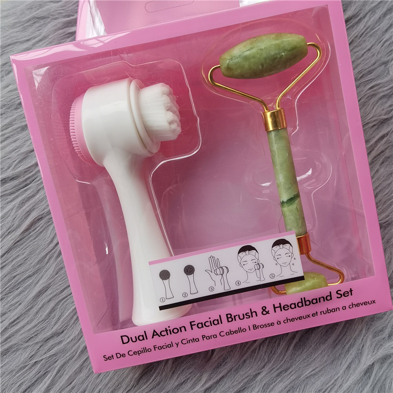 face washing brush Jade Roller massage stick massager push Face Beauty container eye face Jade push combination set