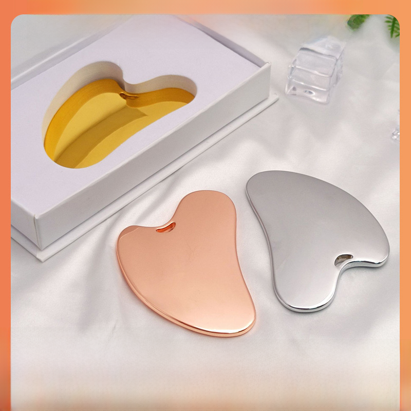 Manufacturer in stock metal scraping board facial face neck scraping Board beauty massage stick metal heart-shaped scraping board