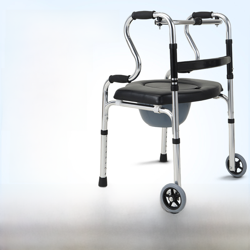 Spot stainless steel Walker for the elderly Walker Walker four-legged crutch foldable factory supply