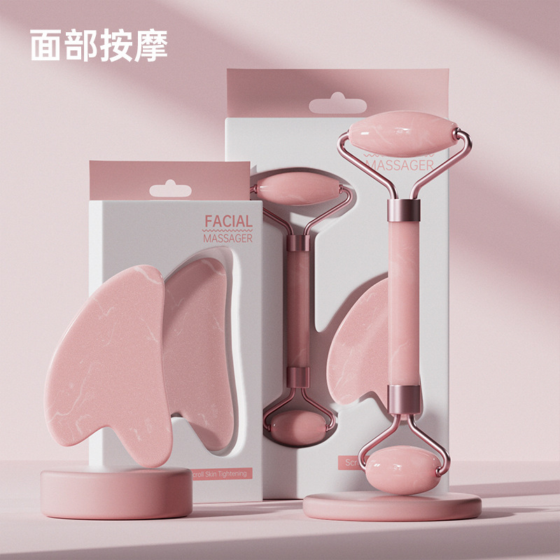 Roller massager facial beauty scraping non-powder Crystal Jade push face double-headed Roller massage stick