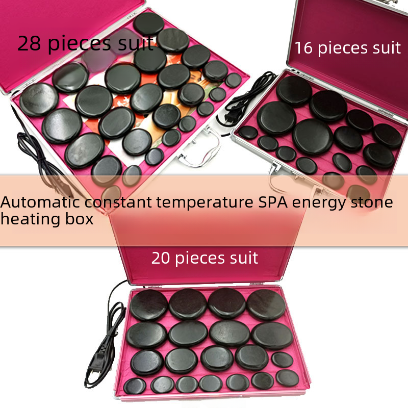 20 pcsset energy stone massage health heater SPA essential oil massage volcanic stone Warm moxibustion aluminum heating box