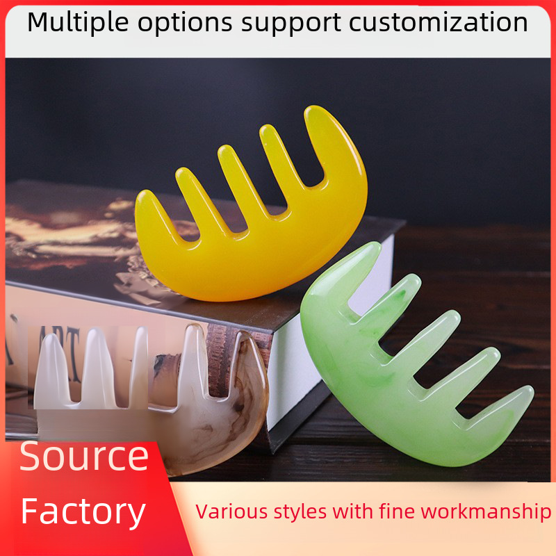 Factory Direct resin beeswax head meridian massage comb body scraping head therapy five-tooth foot claw comb