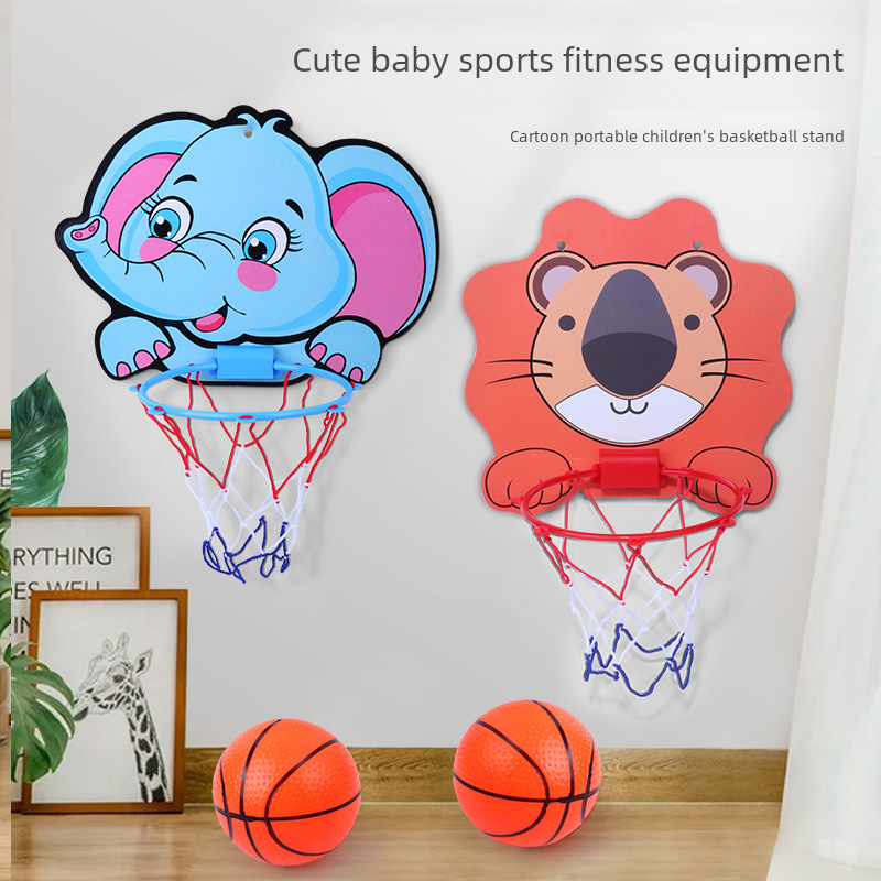 萌趣卡通篮球板儿童免打孔悬挂式投篮筐 宝宝家用室内外投篮玩具