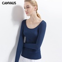 CANVAUS large size women's spring and autumn long sleeve T-shirt women's modal slim bottoming shirt F217A