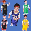 Children's Clothing Fake Two-piece Children's Basketball Suit Short-sleeved Jersey Female Primary School Children's Performance Suit Basketball Jersey Boy