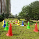 Factory supply logo bucket PE material football auxiliary training roadblock obstacle marker 52 round bottom