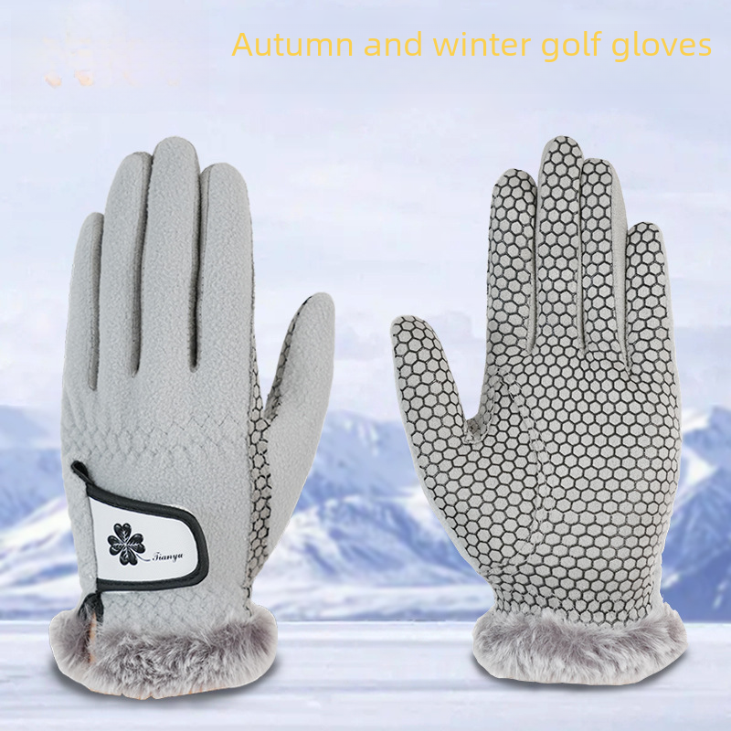 高尔夫手套女士秋冬加绒保暖防滑手套 硅胶防滑耐磨可触屏 1双装