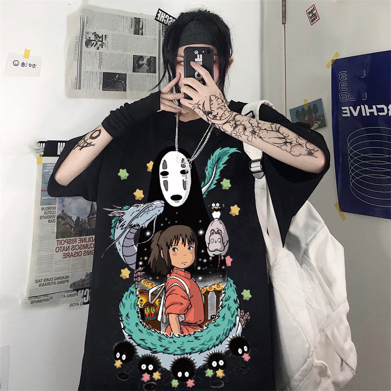 Hayao Miyazaki Thousand and Chihiro Animation Surrounding Two-dimensional T-shirt Cartoon Student Jacket Men's and Women's Short Sleeve Summer