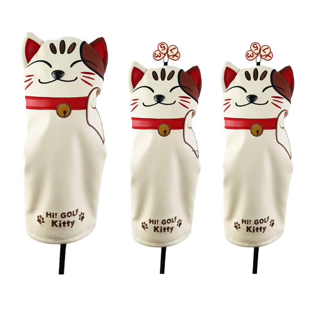 Factory obm E-Commerce golf wooden club cover Club head Iron protective cover lucky cat cute
