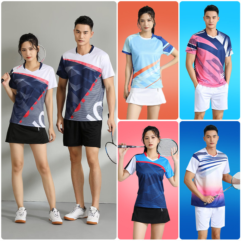 Badminton Suit Men and Women Couple Summer Short-sleeved Quick-drying Breathable Volleyball Tennis Competition Table Tennis Suit