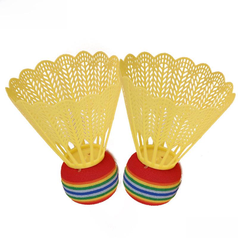 厂家批发10只装EVA彩虹球头 透明桶装室内外娱乐塑料尼龙羽毛球