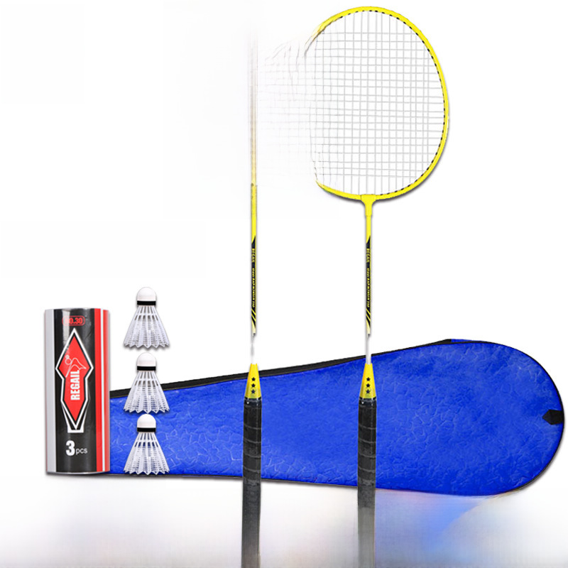 beginner badminton racket two racket get 3 ball family entertainment teenagers durable badminton racket suit