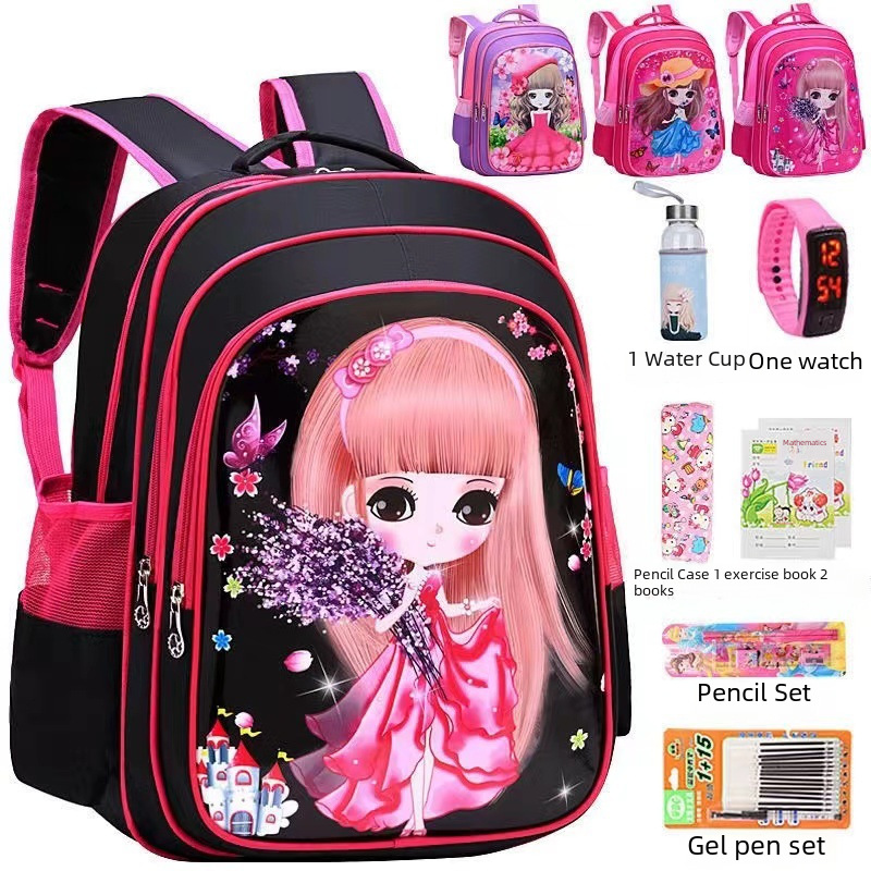 Factory direct primary school schoolbag cartoon cute princess series children's schoolbag Korean version of the burden reduction backpack