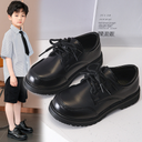 Children's Shoes Boys Leather Shoes Spring and Autumn Korean-style British-style Black Soft-soled School Shoes for Primary School Students