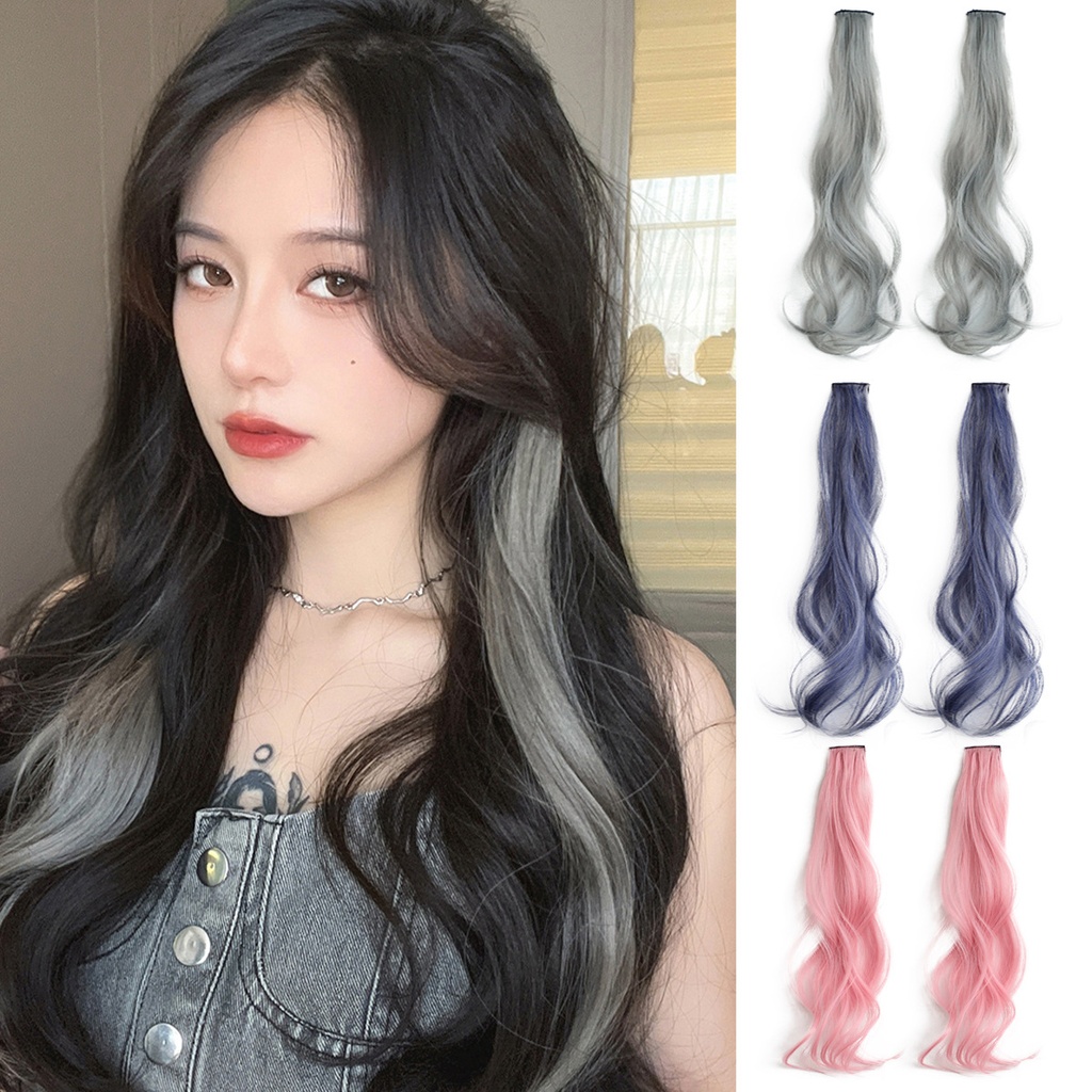 Wig women's colorful curly hair clip hanging ear dye long roll invisible seamless pad hair patch factory