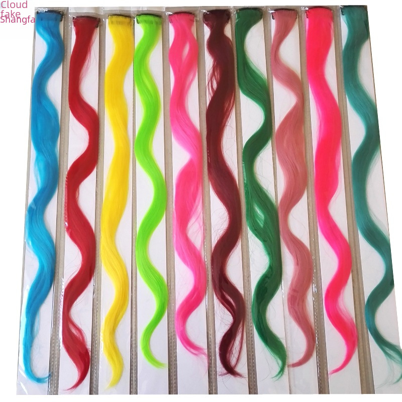 high temperature silk wig with one card hanging ear dyed long curly hair extension piece color card hair pad hair piece in stock